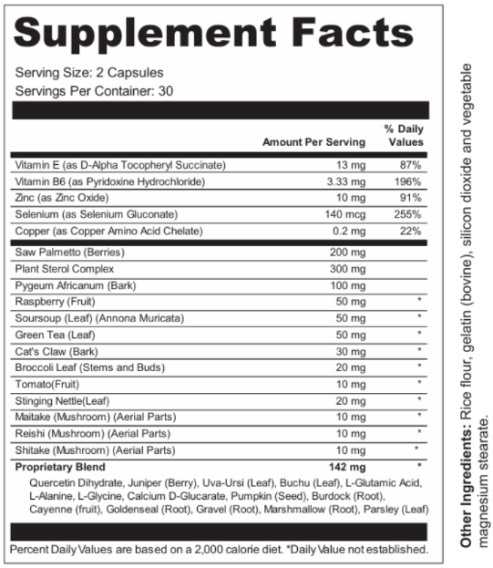 ProstAfense Supplement Facts